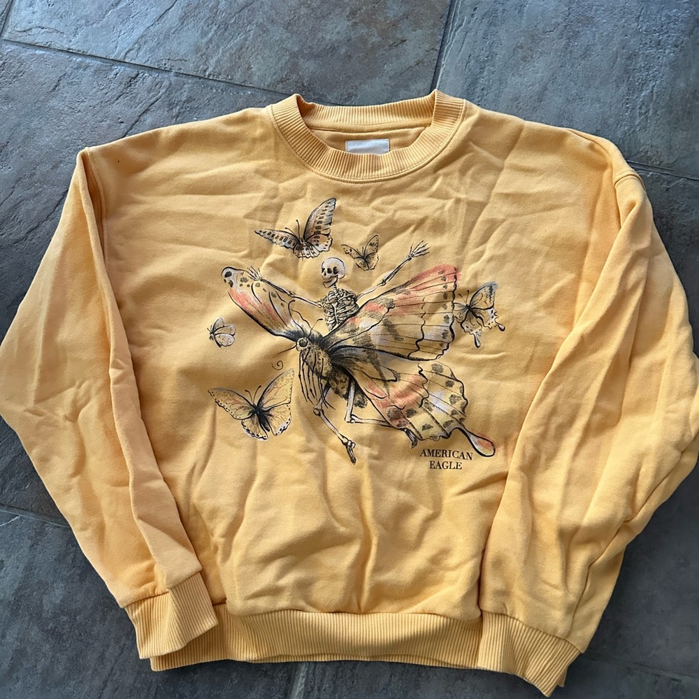 American Eagle Outfitters Yellow Graphic Sweater Halloween